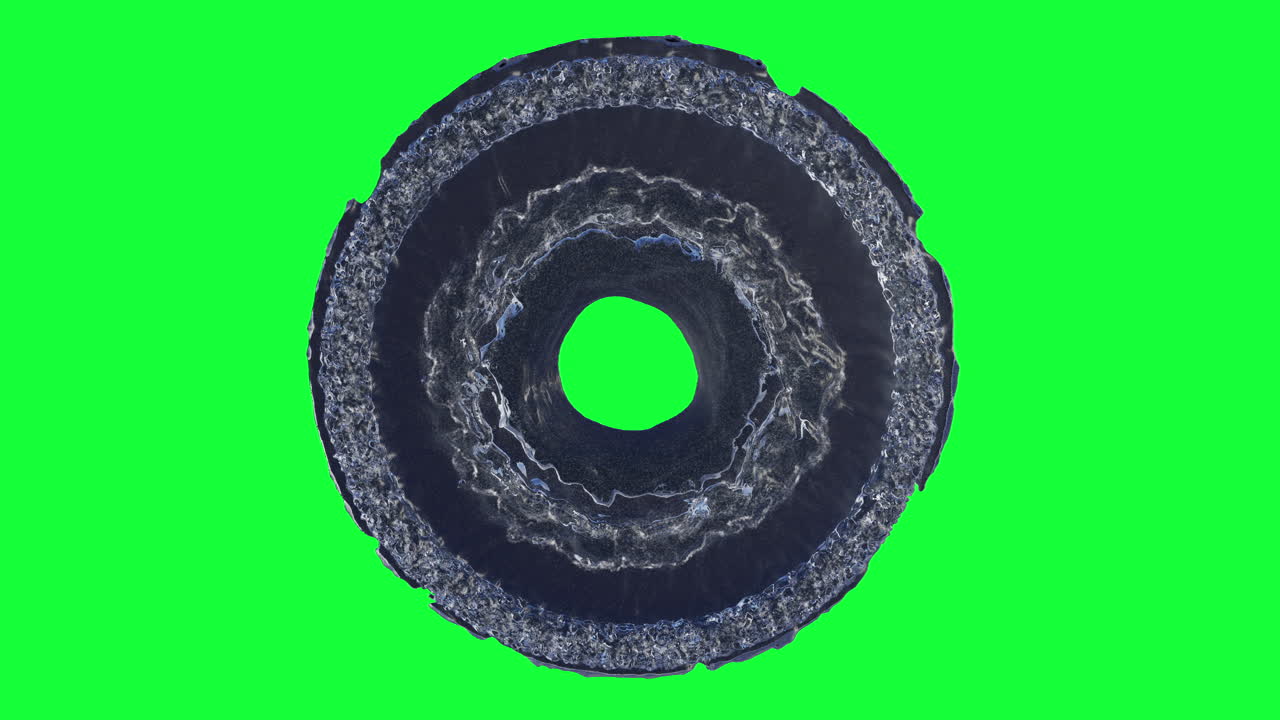 Abstract circular object with liquid effect on green screen