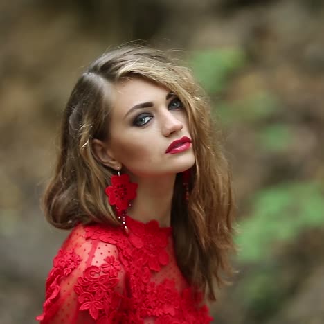 gorgeous lady in a mysterious foggy forest