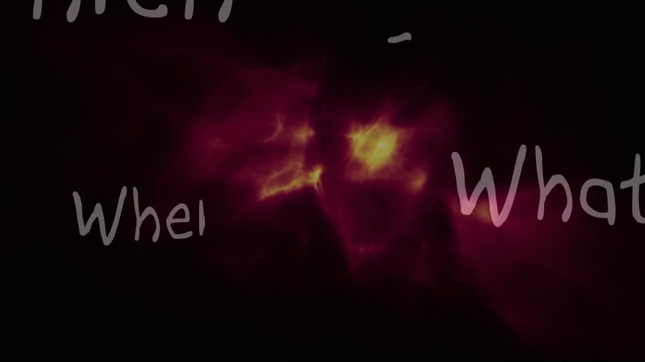 animación de cuándo, qué escritos sobre luces sobre fondo negro.