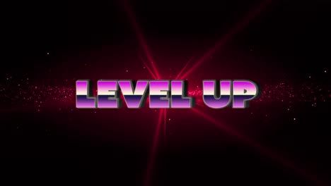Animation-of-level-up-and-lights-on-black-background