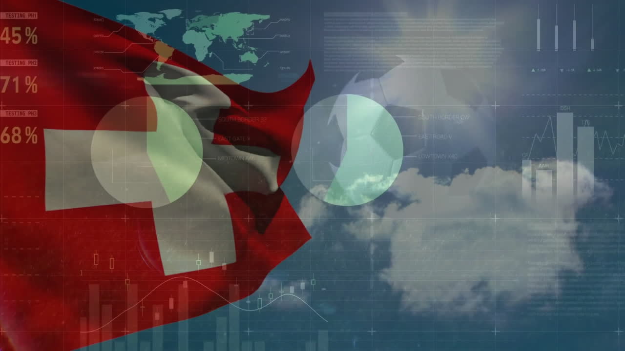 스위스의  ⁇ 발 위에서 금융 데이터 처리의 애니메이션