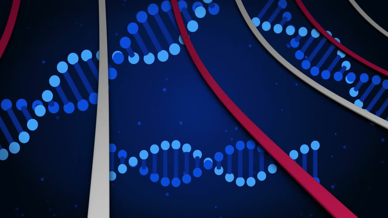 DNA strand with binary coding, processing scientific data in animation