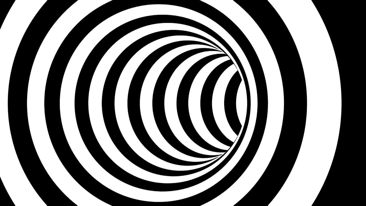 túnel de rayas blancas y negras, abstracción psicodélica, renderización en 3d de la generación de computadoras