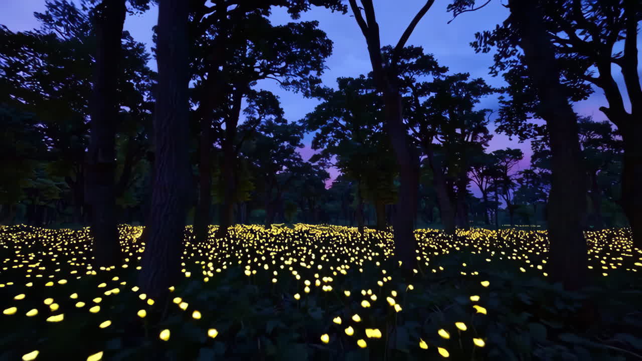 Magical Glowing Forest at Night