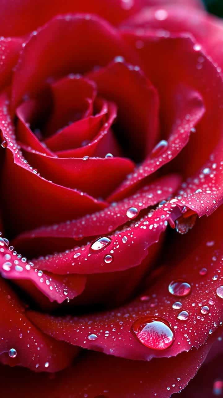 Close-up of a Red Rose with Dew Drops