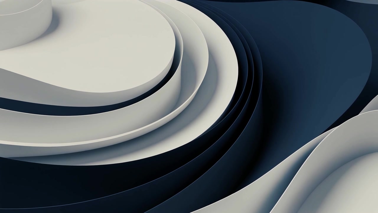 Modern Abstract Animation of Blue and White Flowing Shapes