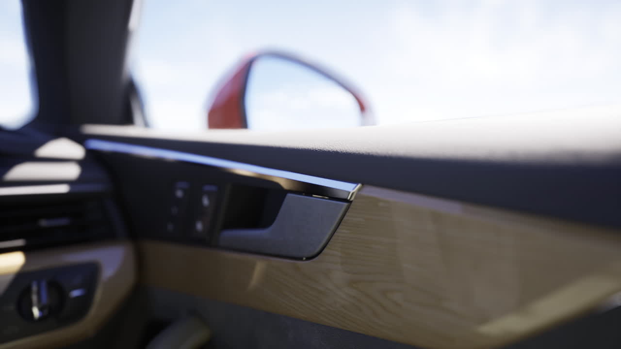 Sleek luxury car interior with modern features and natural elements