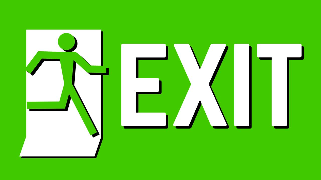 녹색 출구 아이콘 표시 애니메이션 루프