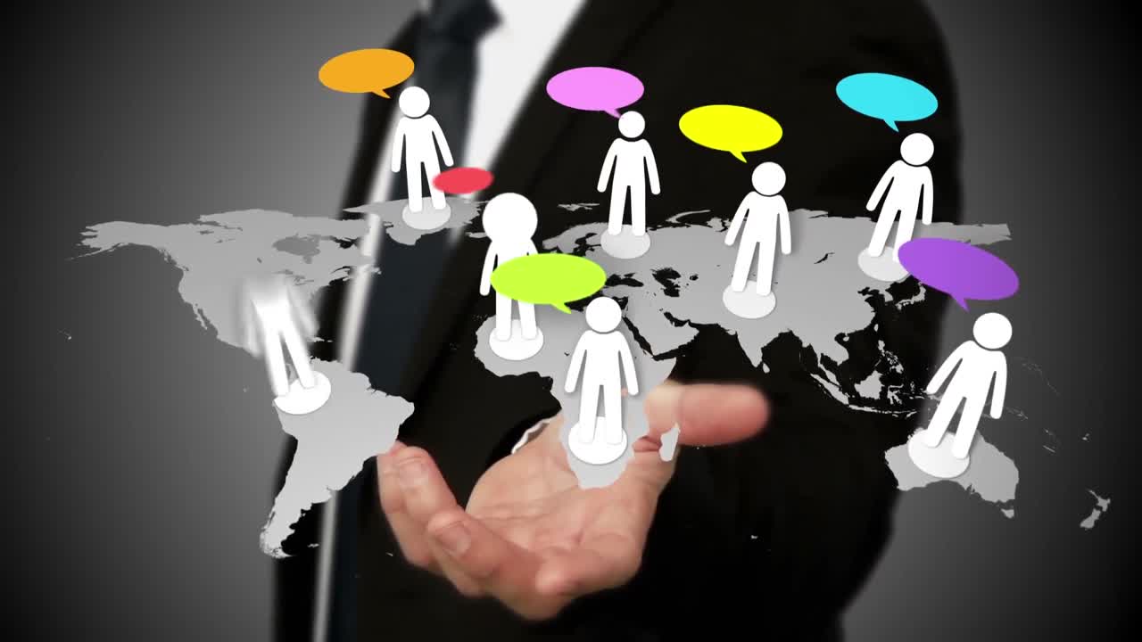 홀로그램 을 제시 하는 사업가