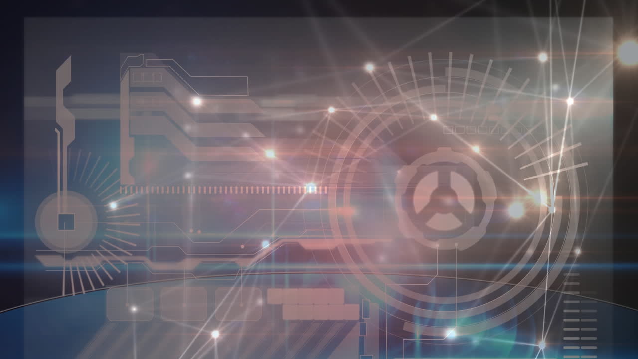 검은 바탕에 데이터 처리와 디지털 인터페이스에 대한 연결의 반 ⁇ 이는 네트워크