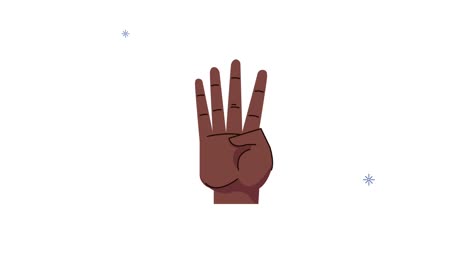 mano afro humana animación de cuatro señales