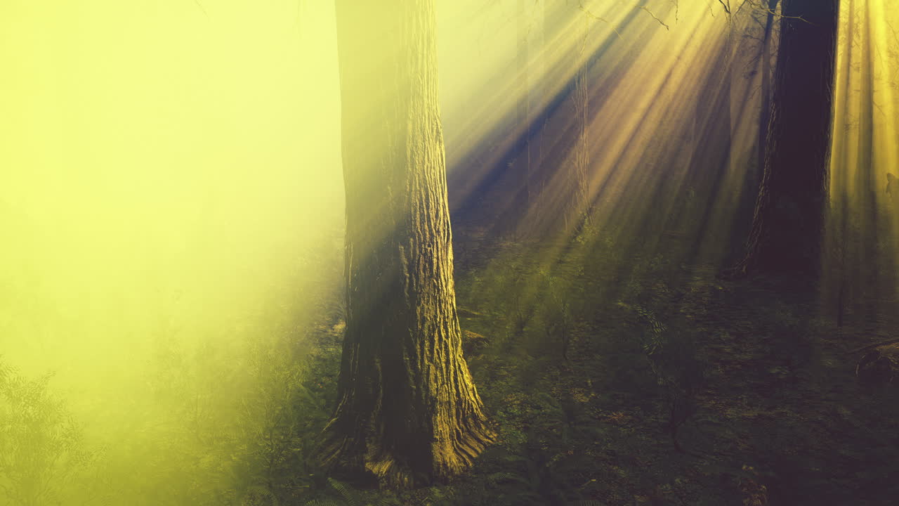 глубоко в лесу в туманное утро