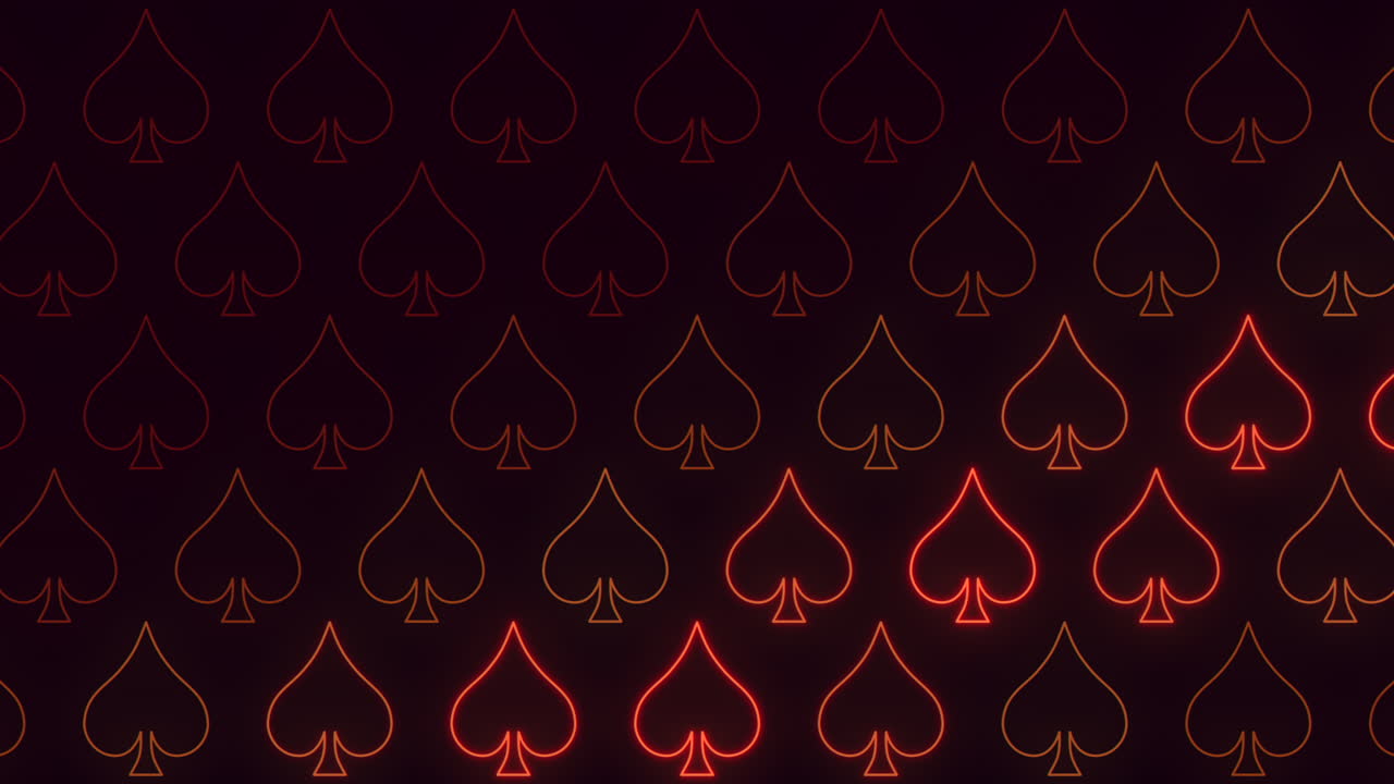 Neon red spades pattern on dark black space