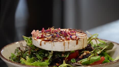final touches to the cypriot grilled halloumi salad - closeup