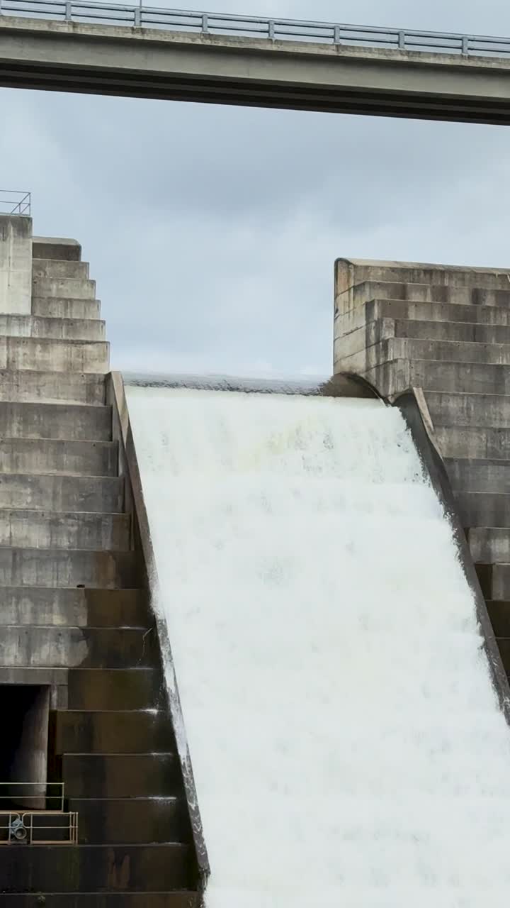 Water flows over dam spillway in Australia
