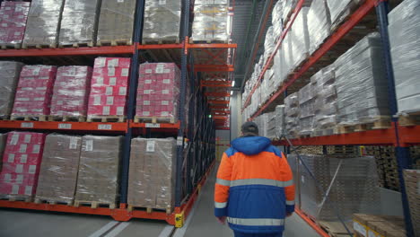 warehouse worker in a cold storage facility