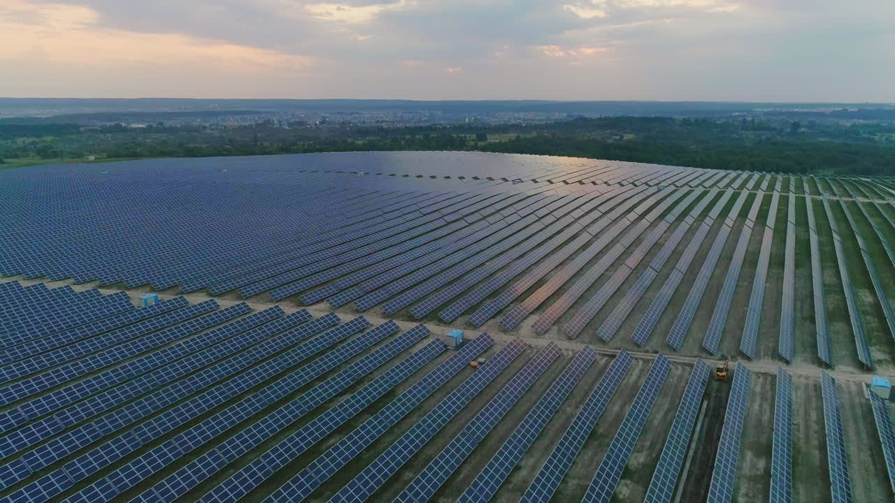 Aerial View of a Large Solar Panel Farm