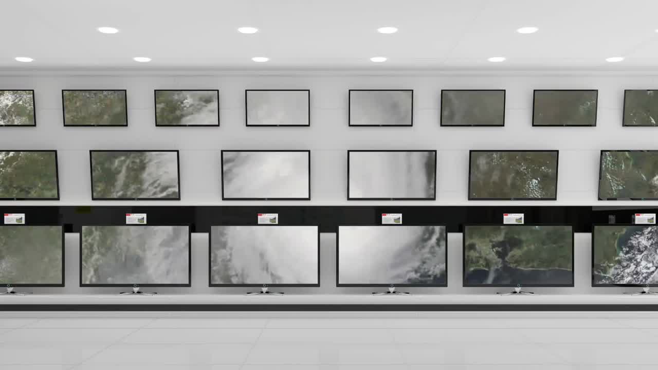 텔레비전 스크린에 움직이는 구름