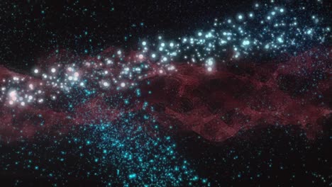 animation of shooting star over red clouds on black background