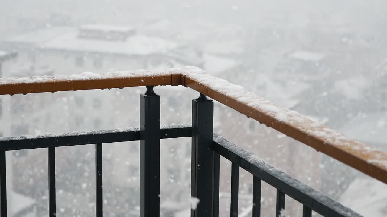 Snowy Balcony View