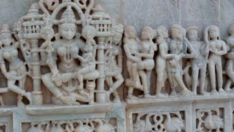 unique stone art at historical temple wall at day from different angle