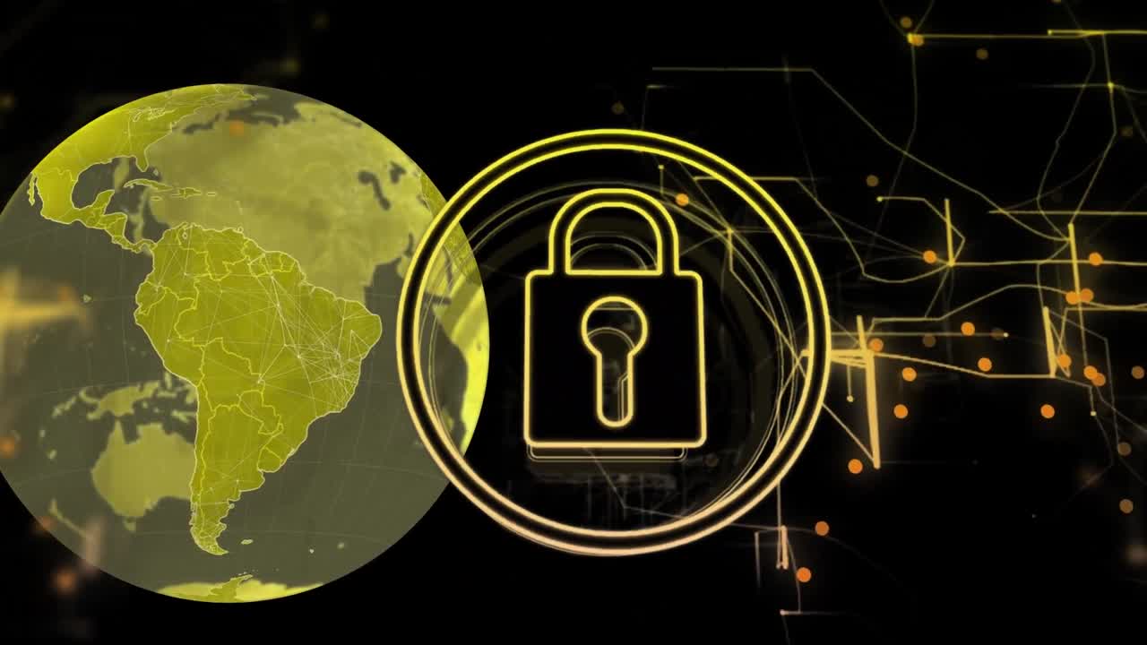 анимация замка над глобусом на черном фоне