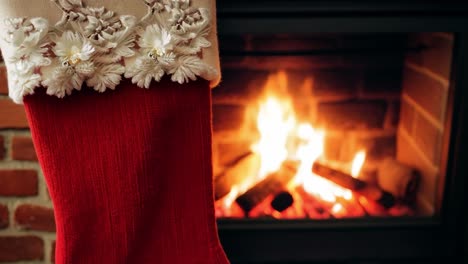 christmas stocking by the fireplace