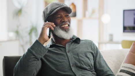 happy senior man on the phone