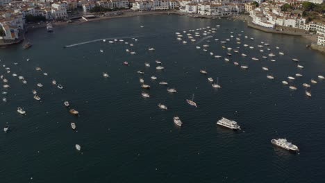 aerial view revealing the cost of cadaques, costa brava, spain