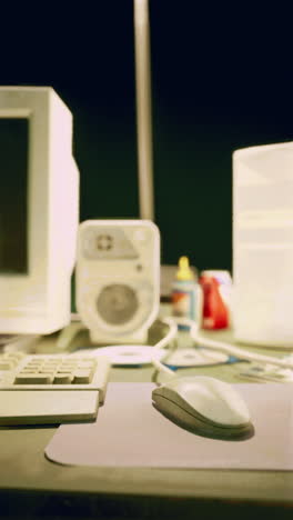 close up of an old computer mouse on a desk