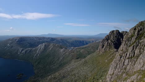 Forward-shot-of-range-of-hills-under-clear-sky