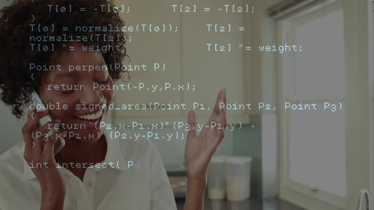 animatie van gegevensverwerking over een vrouw die een smartphone gebruikt