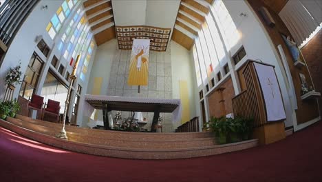 shot of religious chapel or funeral home for funeral service