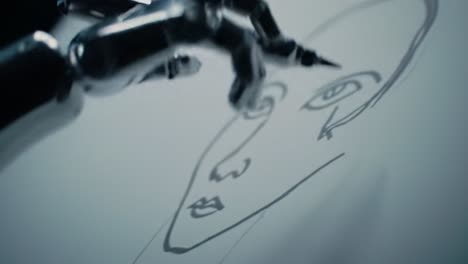 a robotic hand skillfully sketches an intricate drawing on canvas, showcasing the intersection of technology and artistic expression