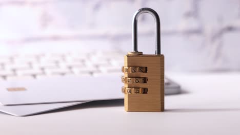 combination lock with credit card and keyboard