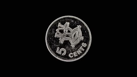 Solomon Islands 2005 5 cents coin reverse featuring traditional native nguzunguzu canoe figurehead rotating on black background