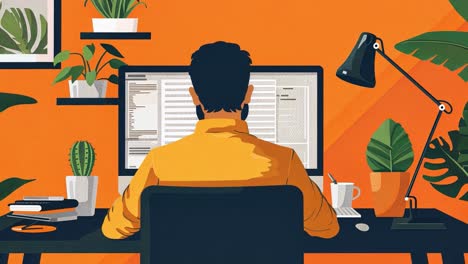 man working from home at his desk