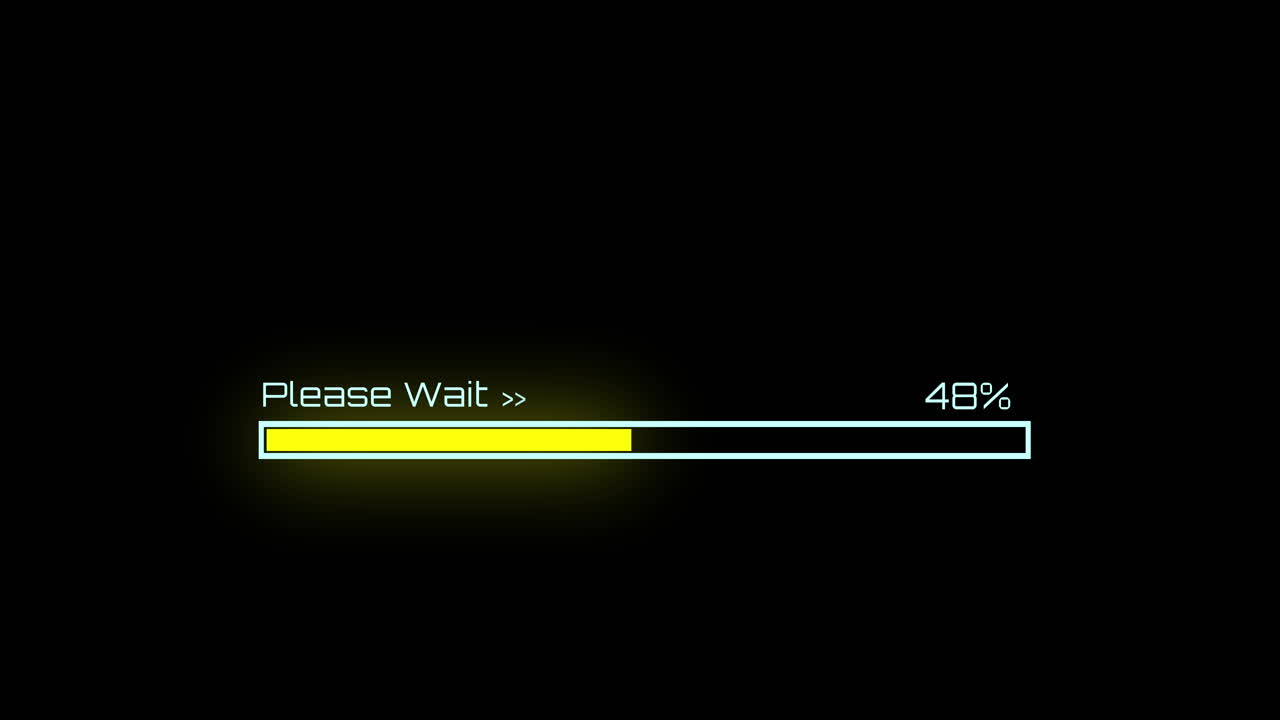 Digital Loading Progress Bar with Please Wait Text