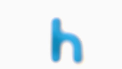 blue letter h lifting off white background