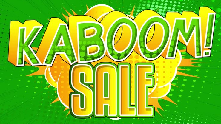 Comic Book Sale advertisement animation. Special offer, discount, shopping, shop retail business concept.