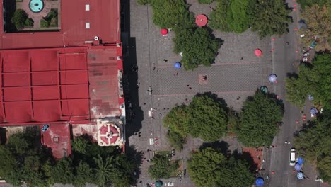 drone tour of coyoacán's center on a bright, sunny morning