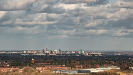 a windy spring sky moving quickly across birmingham city centre in the west midlands, england