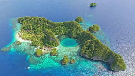 the blue lagoon, dinagat island - philippines - aerial drone view of this top tourist destination.
