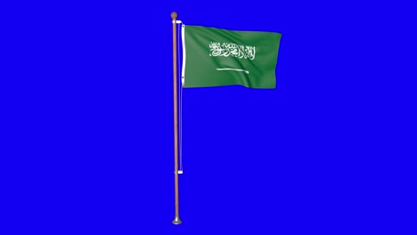 green screen hiper realistic loop flag of saudi arabia with flagpole waving in the wind arab flag fluttering animation 3d 4k