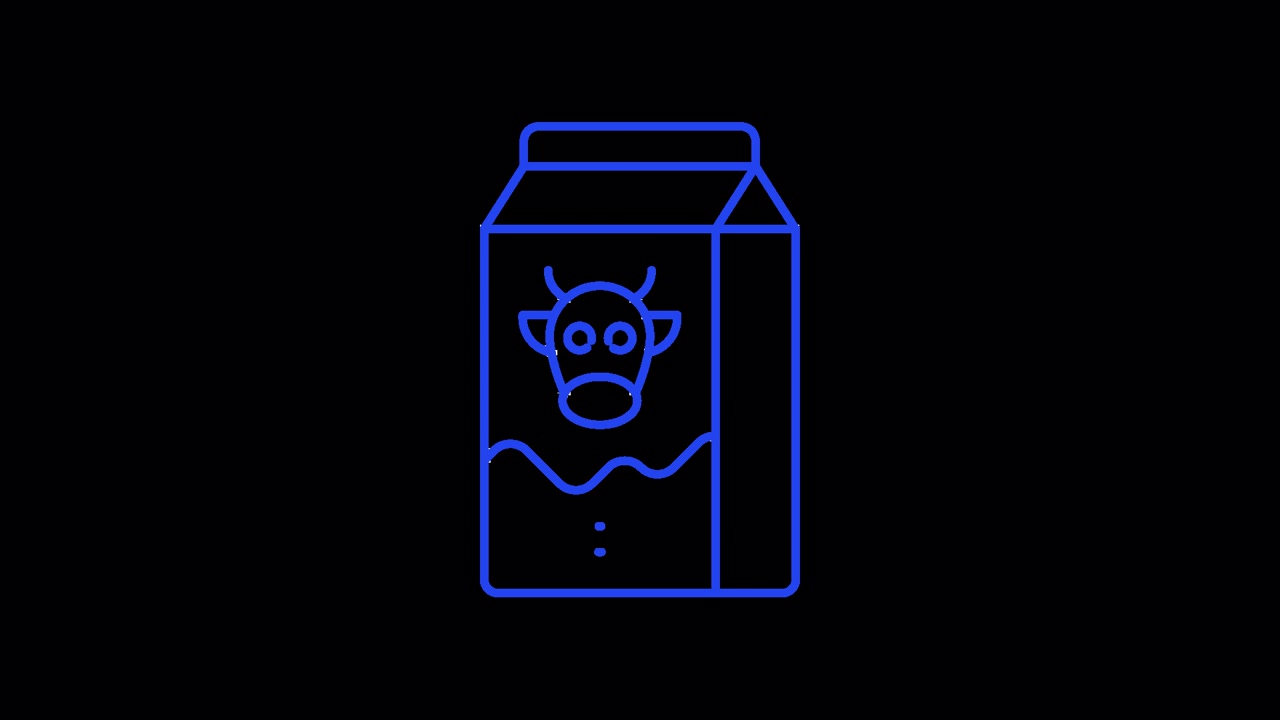 Animated Blue Line Drawing of a Milk Carton Icon