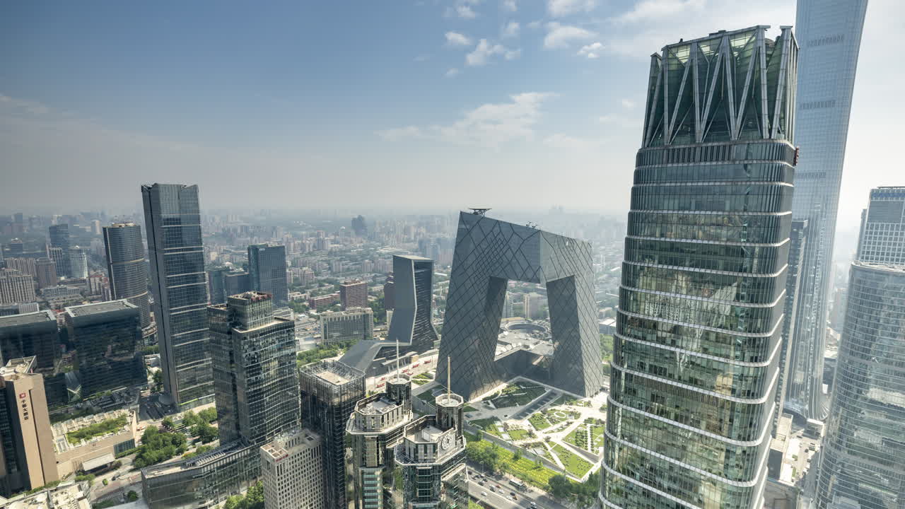 Timelapse of the Beijing city skyline from a high vantage point