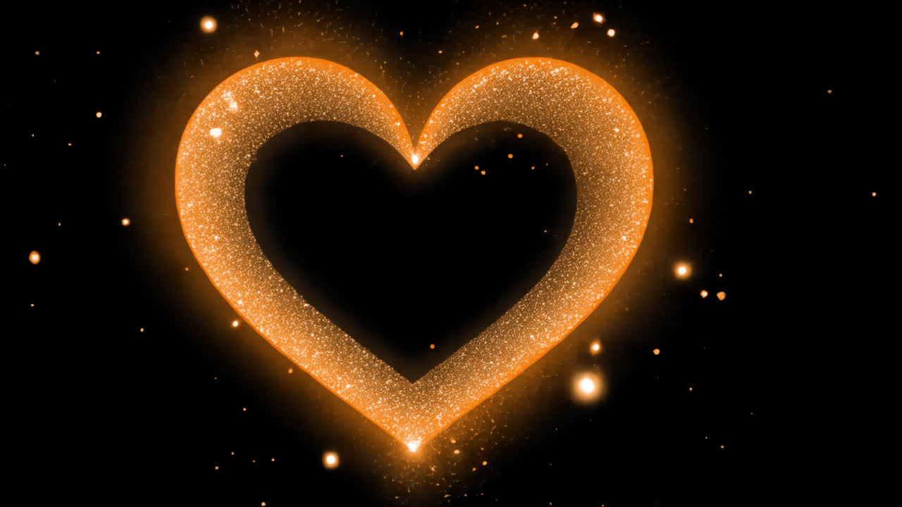Sparkling glitter heart animated overlay, transparent 4K video, alpha channel, ProRes 4444