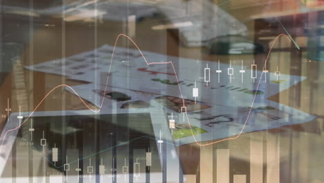 animation of data processing over office table