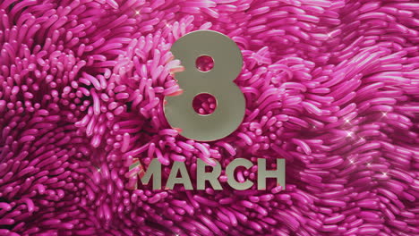 background of pink anemone seaweed swaying with gold lettering march 8