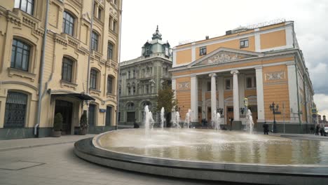 old town square with fountain in moscow